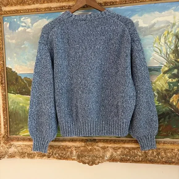Polo Ralph Lauren Blue Marled Knit Logo POLO Crewneck Sweater Size L - Picture 5 of 11